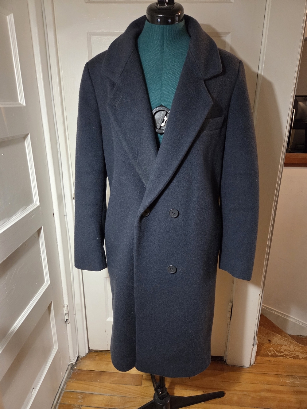 Vintage PURE WOOL Coat - 60s/70s Navy Blue